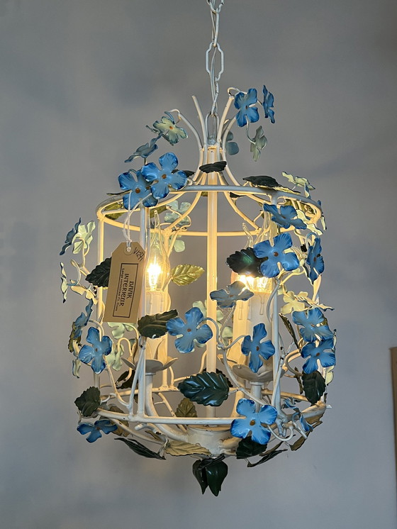 Image 1 of Vintage Italiaanse Bloemen Hanglamp Kroonluchter Lantaarn