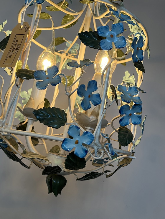 Image 1 of Vintage Italiaanse Bloemen Hanglamp Kroonluchter Lantaarn