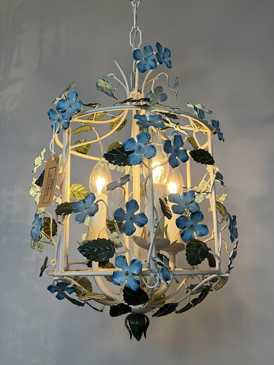 Image 1 of Vintage Italiaanse Bloemen Hanglamp Kroonluchter Lantaarn