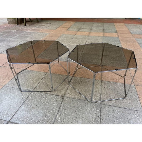 Image 1 of Set van 3 vintage salontafels en bankeinden van Max Sauze 1977