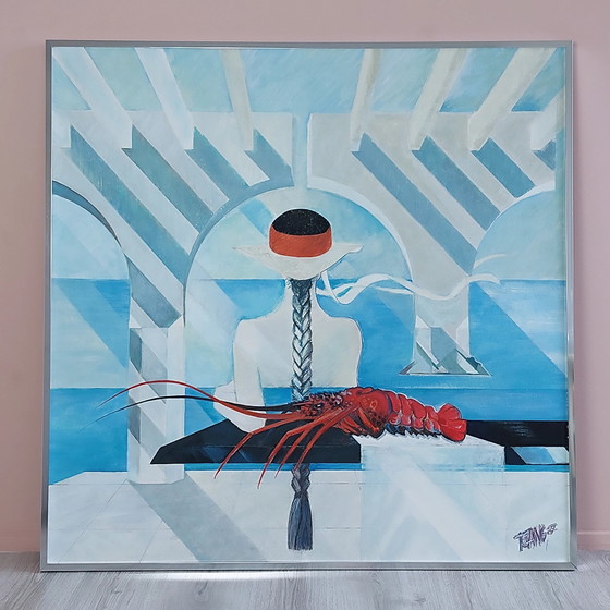 Image 1 of Large Postmodern Painting By Tsang 1987.