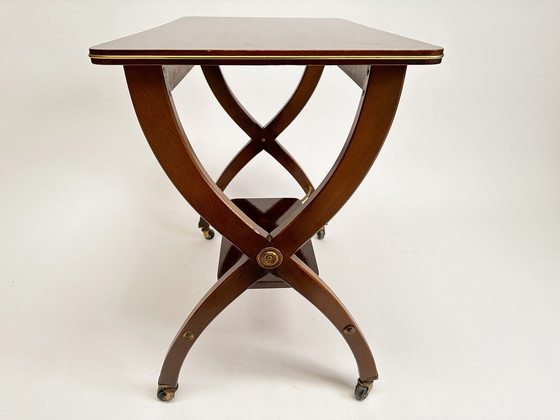 Image 1 of Vintage Mid Century Bijzettafel Op Wielen