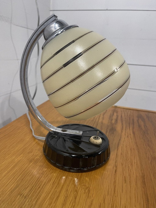 Vintage tafellamp ArtDeco groen opaalglas