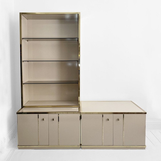 Image 1 of Vintage dressoir met beige en messing kast door Renato Zevi 1970
