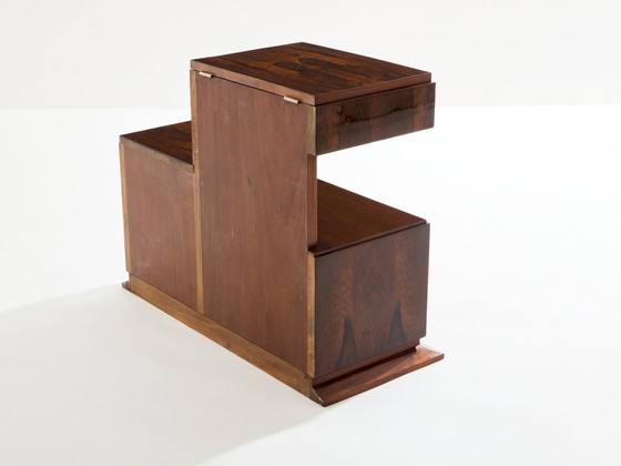 Image 1 of Frans Art Deco Rozenhout en Messing Naaikabinet 1940S