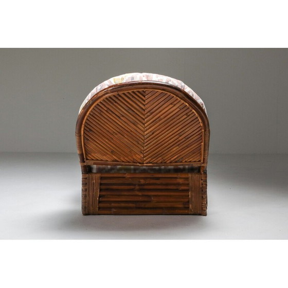 Image 1 of Paar vintage bamboestoelen in Pierre Frey jacquard 1970