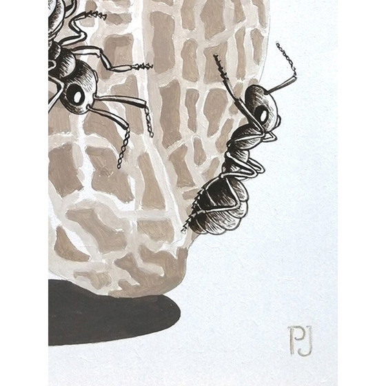 Image 1 of Vintage acrylschilderij "Mieren en pinda" door Pierre Jacob, 2020