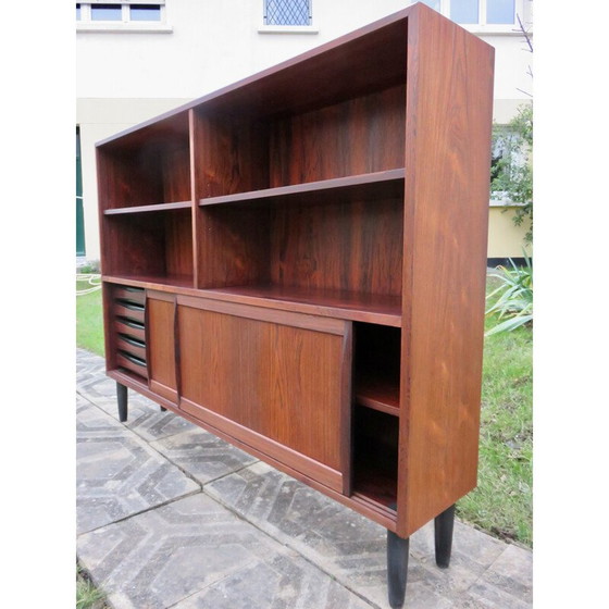 Image 1 of Vintage palissander boekenkast met schuifdeuren en laden, Denemarken 1960