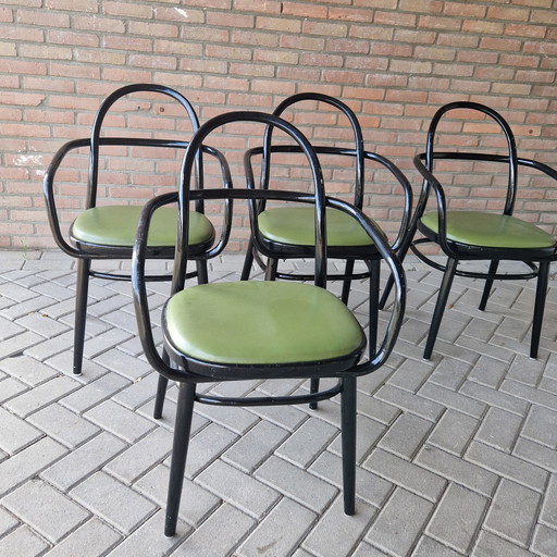 Radomir Hoffman  Ligma Set Van 4 Bend Wood Chairs