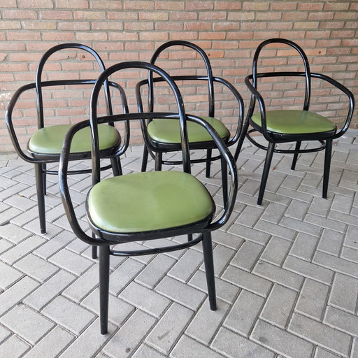 Radomir Hoffman  Ligma Set Van 4 Bend Wood Chairs