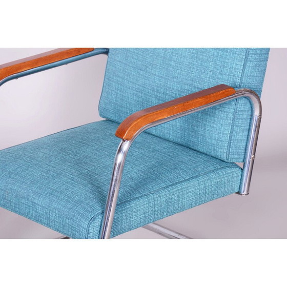 Image 1 of Paar vintage Bauhaus fauteuils in chroomstaal en stof van Karel E. Ort voor Hynek Gottwald, Tsjecho-Slowakije 1930