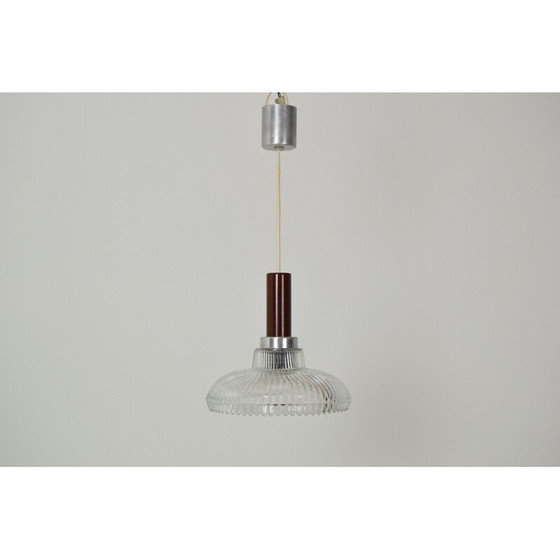 Image 1 of Vintage glazen en metalen hanglamp, Tsjecho-Slowakije 1960