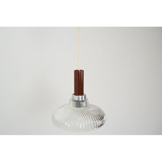 Image 1 of Vintage glazen en metalen hanglamp, Tsjecho-Slowakije 1960
