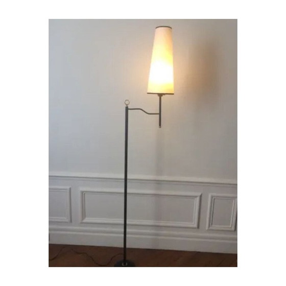 Image 1 of Vintage gietijzeren, gezwart metalen en messing vloerlamp, 1950