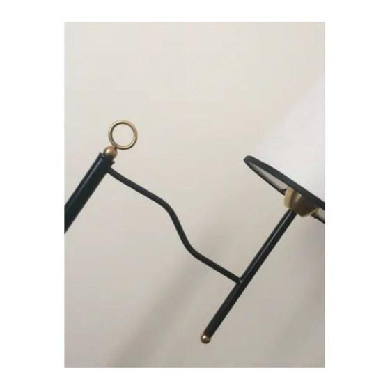 Image 1 of Vintage gietijzeren, gezwart metalen en messing vloerlamp, 1950