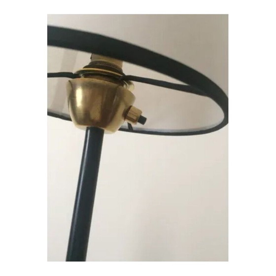 Image 1 of Vintage gietijzeren, gezwart metalen en messing vloerlamp, 1950