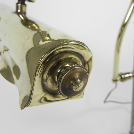 Image 1 of Messing bureaulamp, met roterende kap, jaren 30