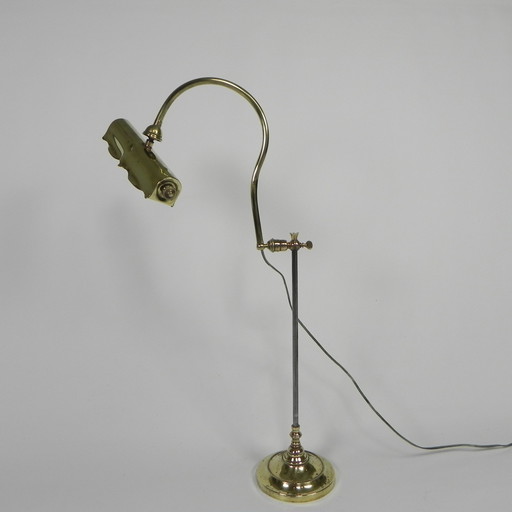 Messing bureaulamp, met roterende kap, jaren 30