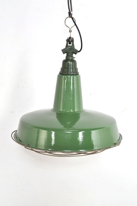 Image 1 of Vintage emaille lampen met kooi