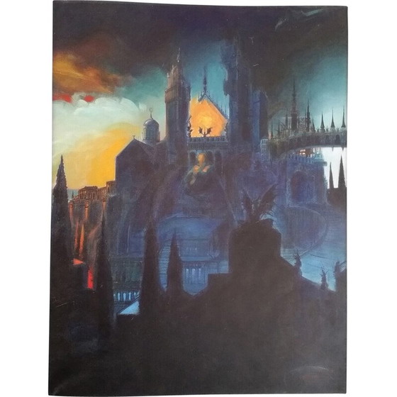 Image 1 of Vintage schilderij "Passage de la main d'or" van Phillippe Druillet