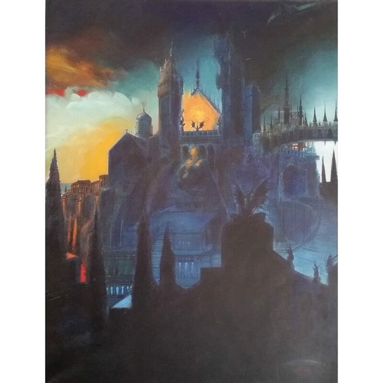 Image 1 of Vintage schilderij "Passage de la main d'or" van Phillippe Druillet