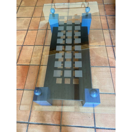 Image 1 of Vintage geometrische blauwe salontafel, 1980