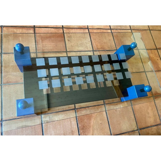 Image 1 of Vintage geometrische blauwe salontafel, 1980