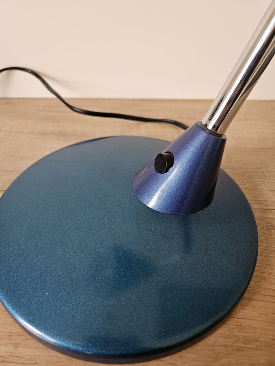 Image 1 of Vintage Zwanenhalslamp Blauw-Groene Schijn