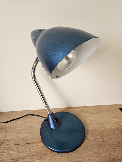 Vintage Zwanenhalslamp Blauw-Groene Schijn