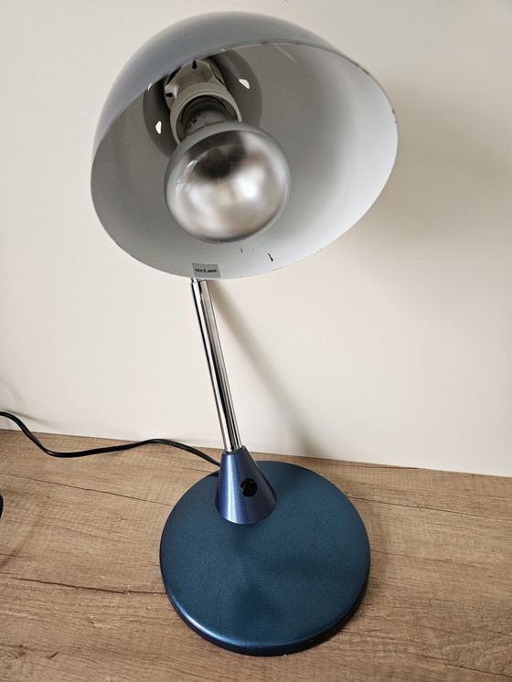 Image 1 of Vintage Zwanenhalslamp Blauw-Groene Schijn