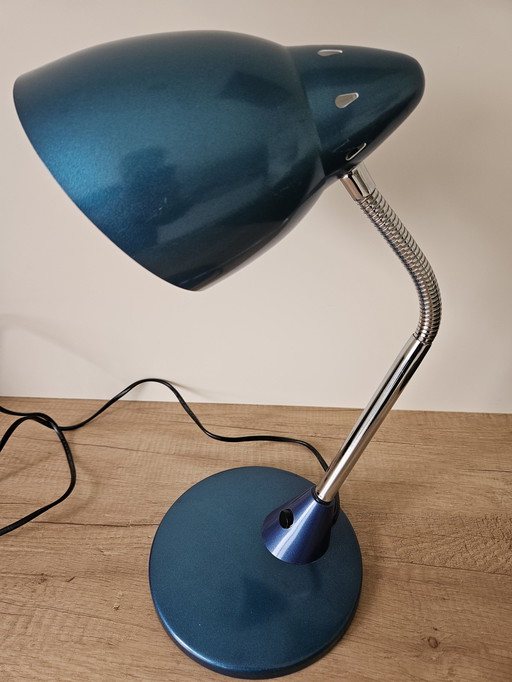 Vintage Zwanenhalslamp Blauw-Groene Schijn