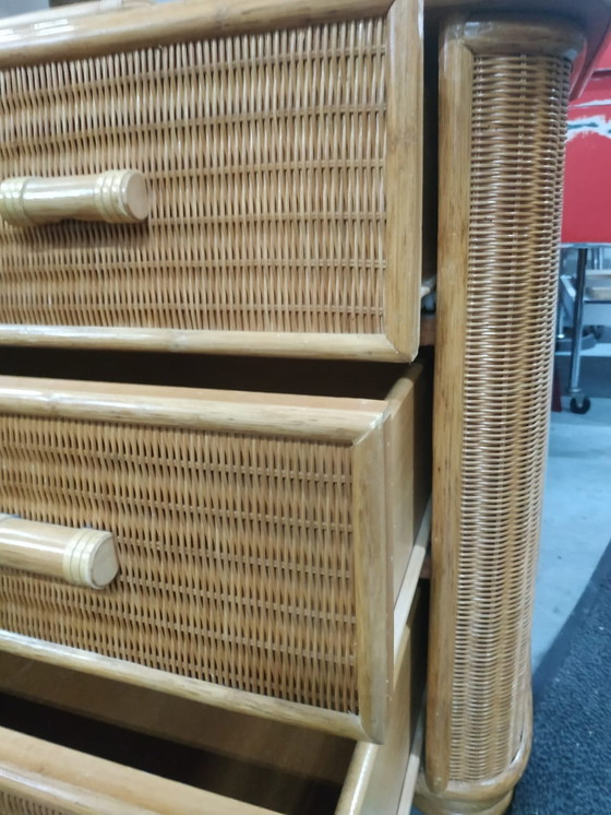 Image 1 of Vintage Boho Rotan Ladekast Dressoir (Del Vera Style)