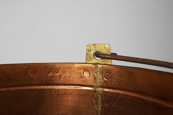 Image 1 of Grote roodkoperen ketel met handvat, Frankrijk, 1850S