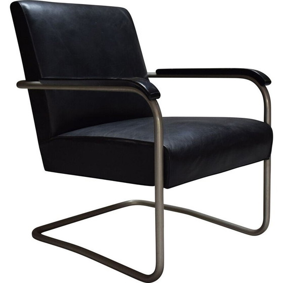 Image 1 of Vintage zwart lederen fauteuil B36 van Marcel Breuer 1930