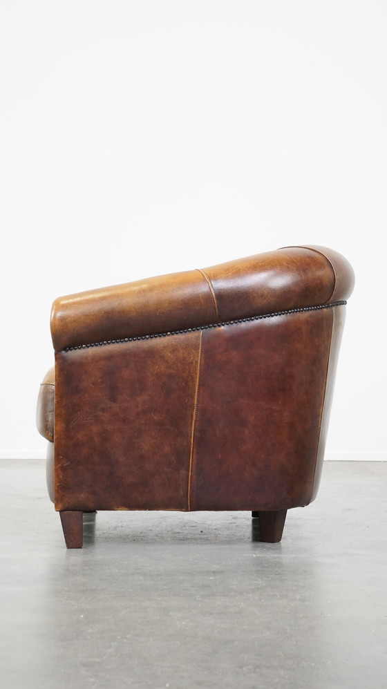 Image 1 of Clubfauteuil Gemaakt Van Schapenleer 