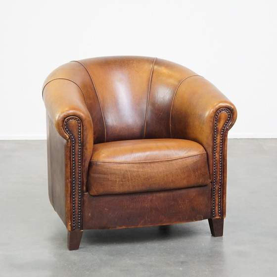 Image 1 of Clubfauteuil Gemaakt Van Schapenleer 