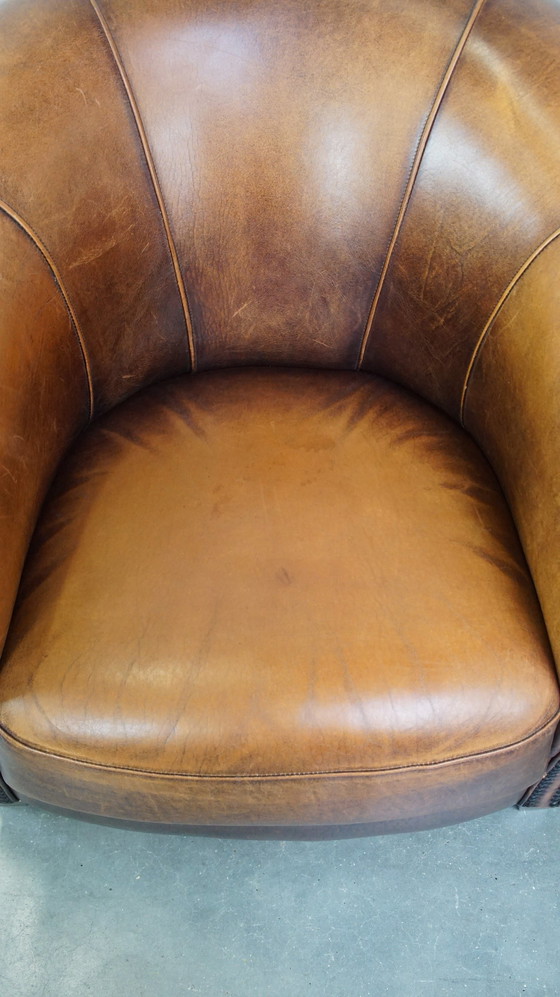 Image 1 of Clubfauteuil Gemaakt Van Schapenleer 