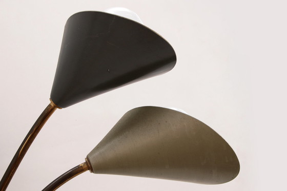 Image 1 of Vintage Wandlamp met 5 Lampjes - Messing Metaal,1960 Denemarken