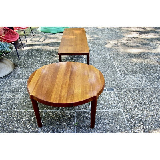 Image 1 of Ronde vintage massief teakhouten salontafel van John Boné voor Mikael Laursen, Denemarken 1960