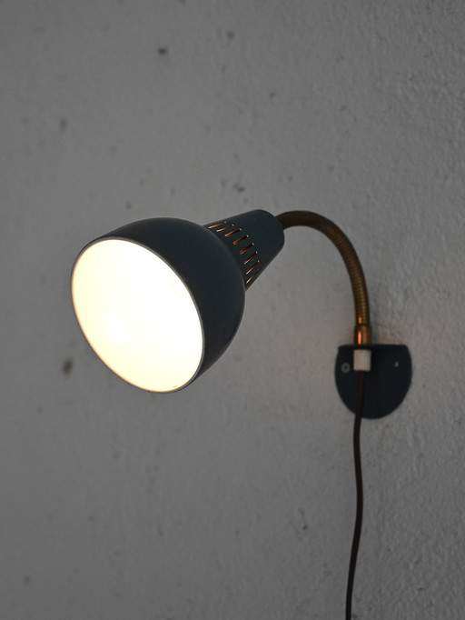 Originele Scandinavische wandlamp uit 1960, verstelbaar metalen applique armatuur