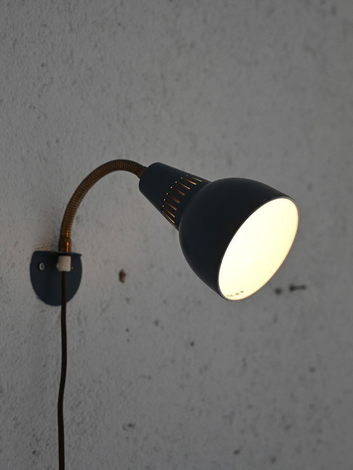 Originele Scandinavische wandlamp uit 1960, verstelbaar metalen applique armatuur