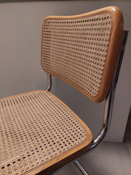 Image 1 of 4x Vintage webbing Stoelen Beukenhout Chroom