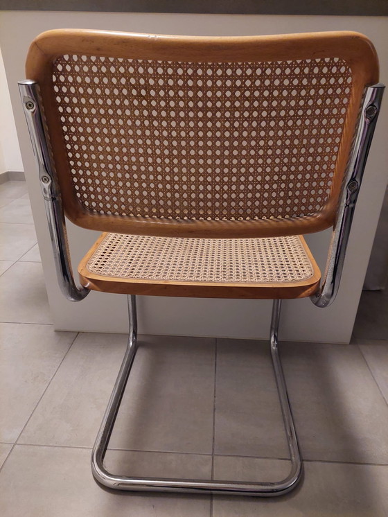 Image 1 of 4x Vintage webbing Stoelen Beukenhout Chroom