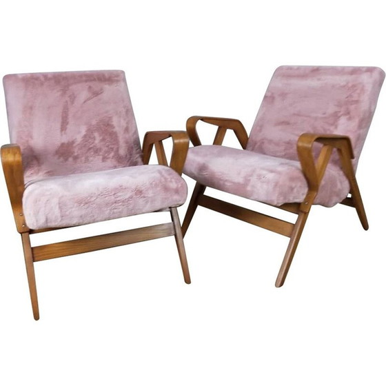 Image 1 of Paar vintage beukenhouten fauteuils van Frantisek Jirak voor Tatra Nabytok, 1960