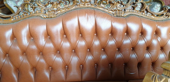 Image 1 of Italiaanse Chesterfield Barok Leder Bankstel 