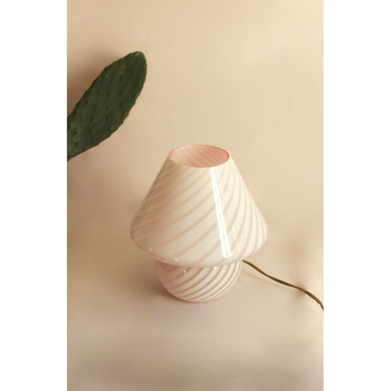 Image 1 of Vintage Roze Murano Zwier Paddestoel Lamp Italië 1970