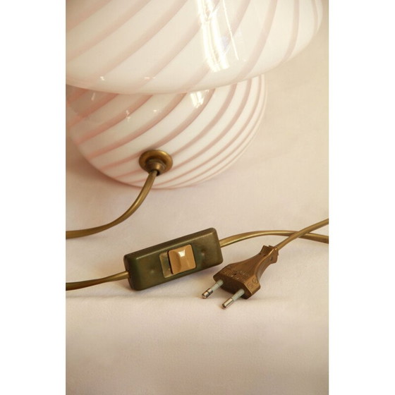 Image 1 of Vintage Roze Murano Zwier Paddestoel Lamp Italië 1970