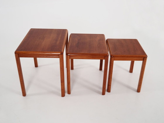 Image 1 of Set van drie teakhouten tafels, Deens ontwerp, 1970S, Productie: Denemarken