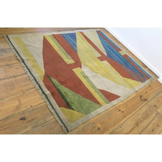 Image 1 of Vintage Bauhaus handgeknoopt tapijt, Türkiye 1970