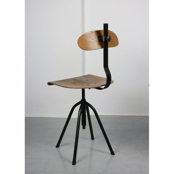 Image 1 of Paar draaistoelen vintage industrieel zwart, jaren 1960